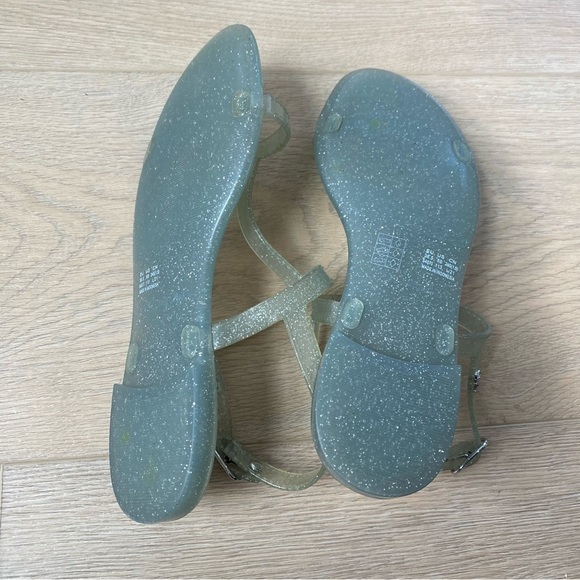 Stuart Weitzman Womens Mellie Jelly Glitter Flat Summer Sandals Silver Size 8 - Picture 5 of 6